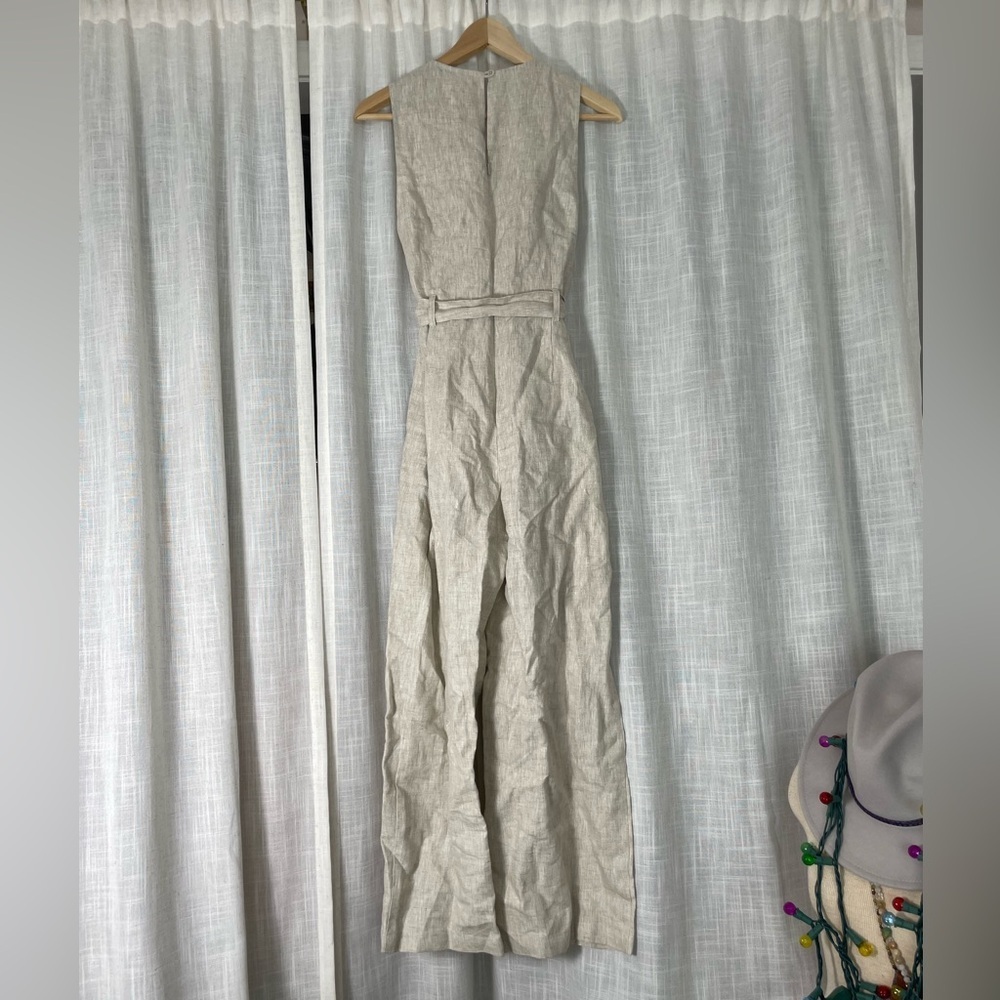Reformation 100% linen Naomi jumpsuit in natural size 2 - Picture 7 of 10